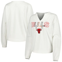 NBA - Chicago Bulls Concepts Sport Women's Sunray Notch Neck Long Sleeve Top - White