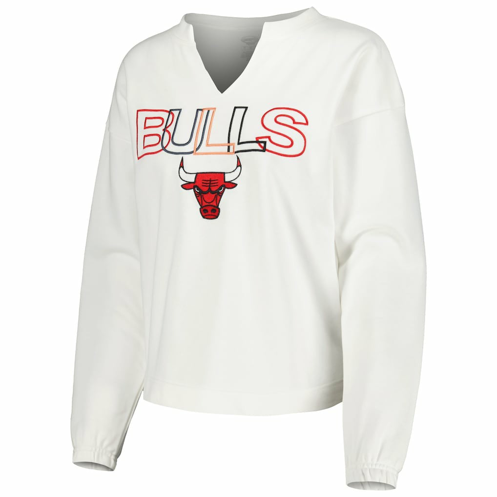NBA - Chicago Bulls Concepts Sport Women's Sunray Notch Neck Long Sleeve Top - White