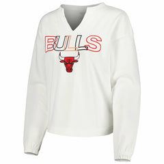 NBA - Chicago Bulls Concepts Sport Women's Sunray Notch Neck Long Sleeve Top - White
