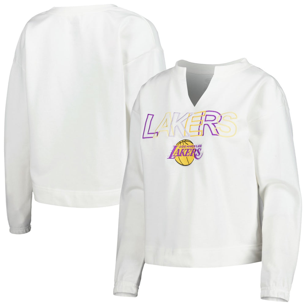NBA - Los Angeles Lakers Concepts Sport Women's Sunray Notch Neck Long Sleeve Top - White