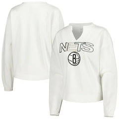NBA - Brooklyn Nets Concepts Sport Women's Sunray Notch Neck Long Sleeve Top - White