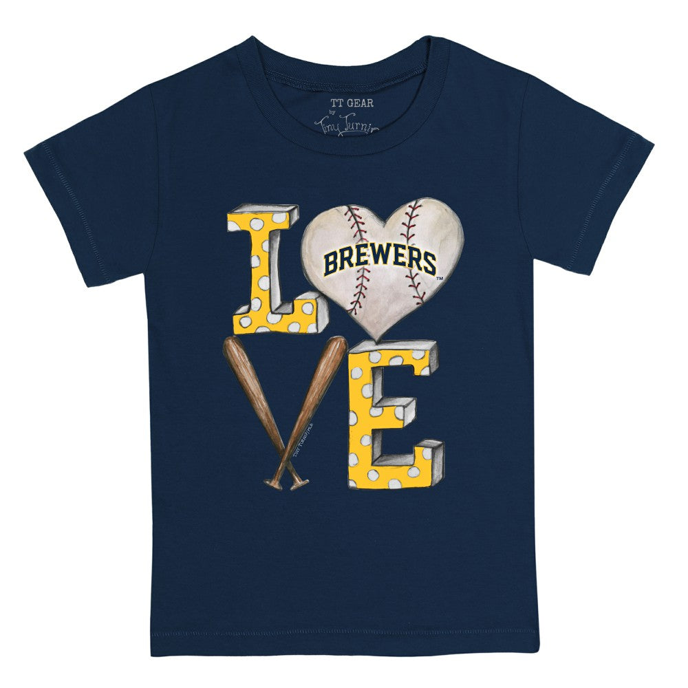 Milwaukee Brewers Tiny Turnip Youth Baseball Love T-Shirt On Sale