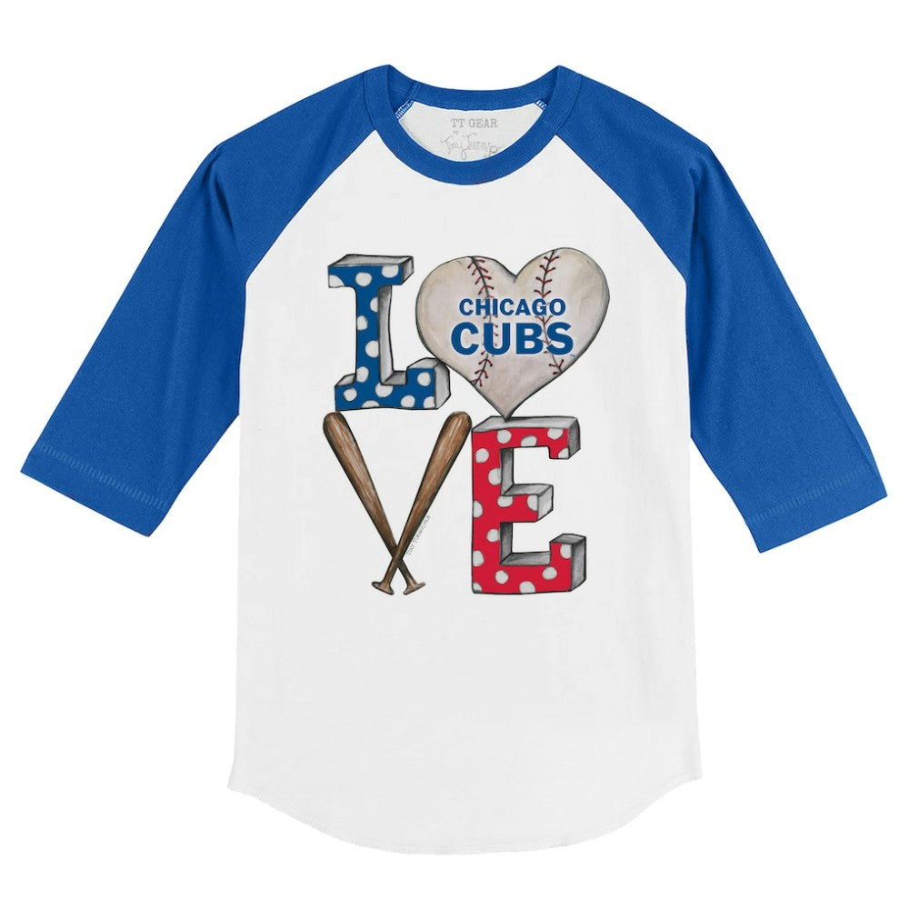 Chicago Cubs Tiny Turnip Youth Baseball Love 3/4-Sleeve Raglan T-Shirt discount