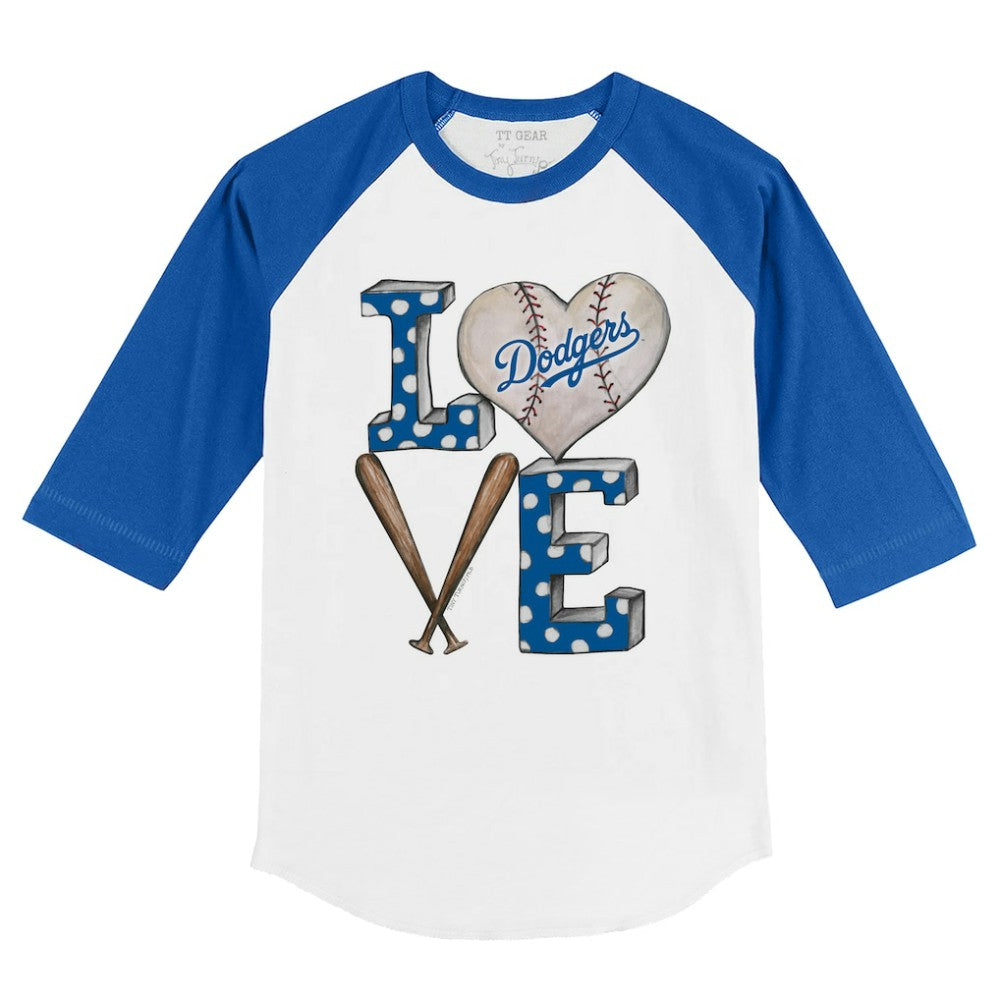 Los Angeles Dodgers Tiny Turnip Youth Baseball Love 3/4-Sleeve Raglan T-Shirt Lifestyle