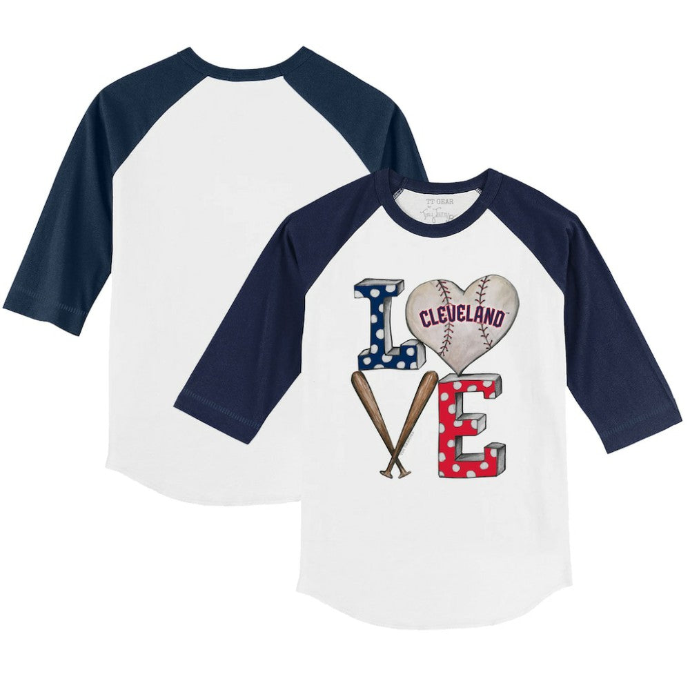 Cleveland Guardians Tiny Turnip Youth Baseball Love 3/4-Sleeve Raglan T-Shirt Online
