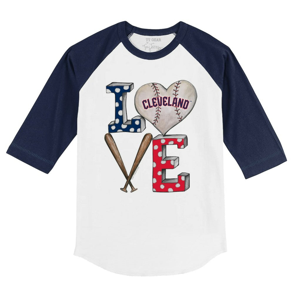 Cleveland Guardians Tiny Turnip Youth Baseball Love 3/4-Sleeve Raglan T-Shirt Online