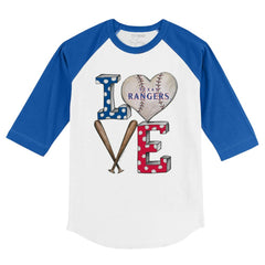Texas Rangers Tiny Turnip Youth Baseball Love 3/4-Sleeve Raglan T-Shirt Clearance