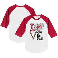 Cincinnati Reds Tiny Turnip Youth Baseball Love 3/4-Sleeve Raglan T-Shirt Clearance