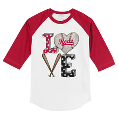 Cincinnati Reds Tiny Turnip Youth Baseball Love 3/4-Sleeve Raglan T-Shirt Clearance