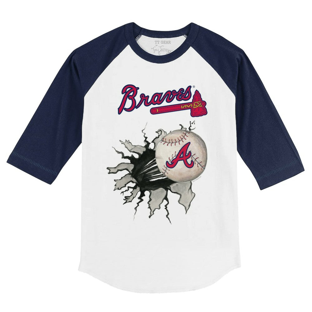 Atlanta Braves Tiny Turnip Youth Baseball Tear 3/4-Sleeve Raglan T-Shirt Near Me