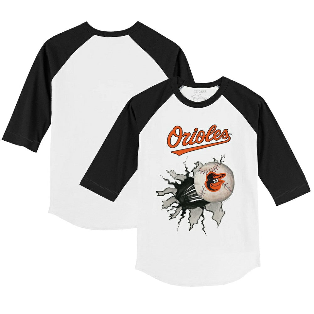 Baltimore Orioles Tiny Turnip Youth Baseball Tear 3/4-Sleeve Raglan T-Shirt On Sale