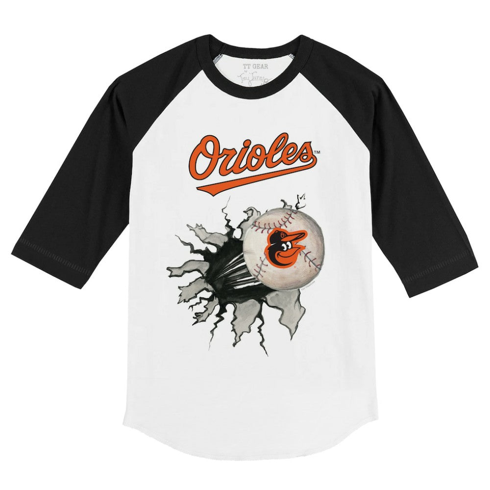 Baltimore Orioles Tiny Turnip Youth Baseball Tear 3/4-Sleeve Raglan T-Shirt On Sale