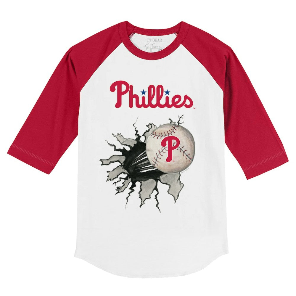 Philadelphia Phillies Tiny Turnip Youth Baseball Tear 3/4-Sleeve Raglan T-Shirt Sale