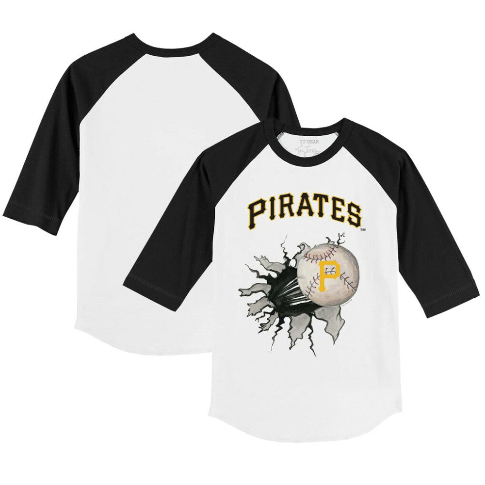 Pittsburgh Pirates Tiny Turnip Youth Baseball Tear 3/4-Sleeve Raglan T-Shirt for sale