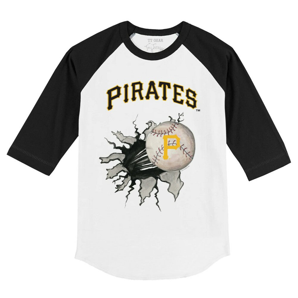 Pittsburgh Pirates Tiny Turnip Youth Baseball Tear 3/4-Sleeve Raglan T-Shirt for sale
