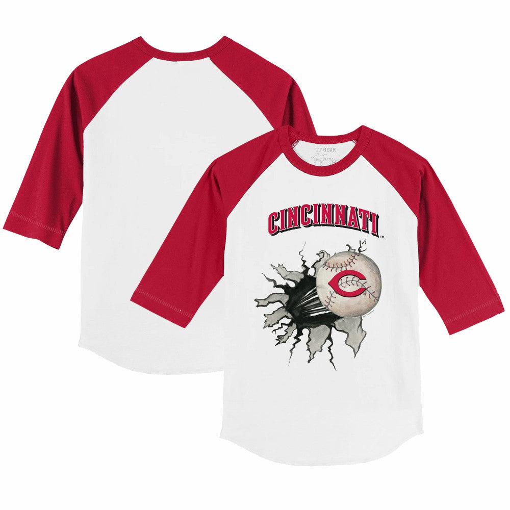 Cincinnati Reds Tiny Turnip Youth Baseball Tear 3/4-Sleeve Raglan T-Shirt Near Me