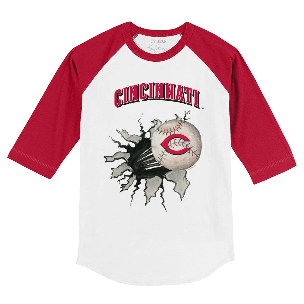 Cincinnati Reds Tiny Turnip Youth Baseball Tear 3/4-Sleeve Raglan T-Shirt Near Me