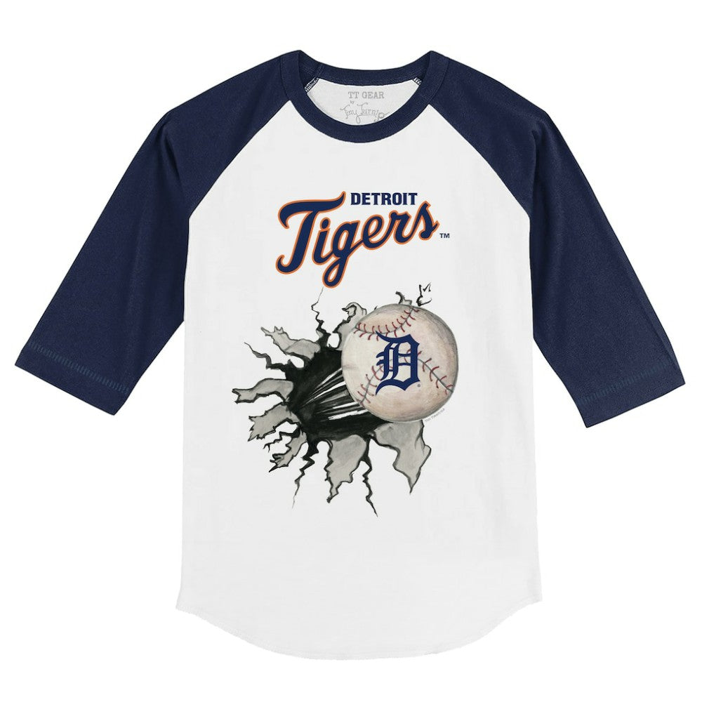 Detroit Tigers Tiny Turnip Youth Baseball Tear 3/4-Sleeve Raglan T-Shirt Clearance