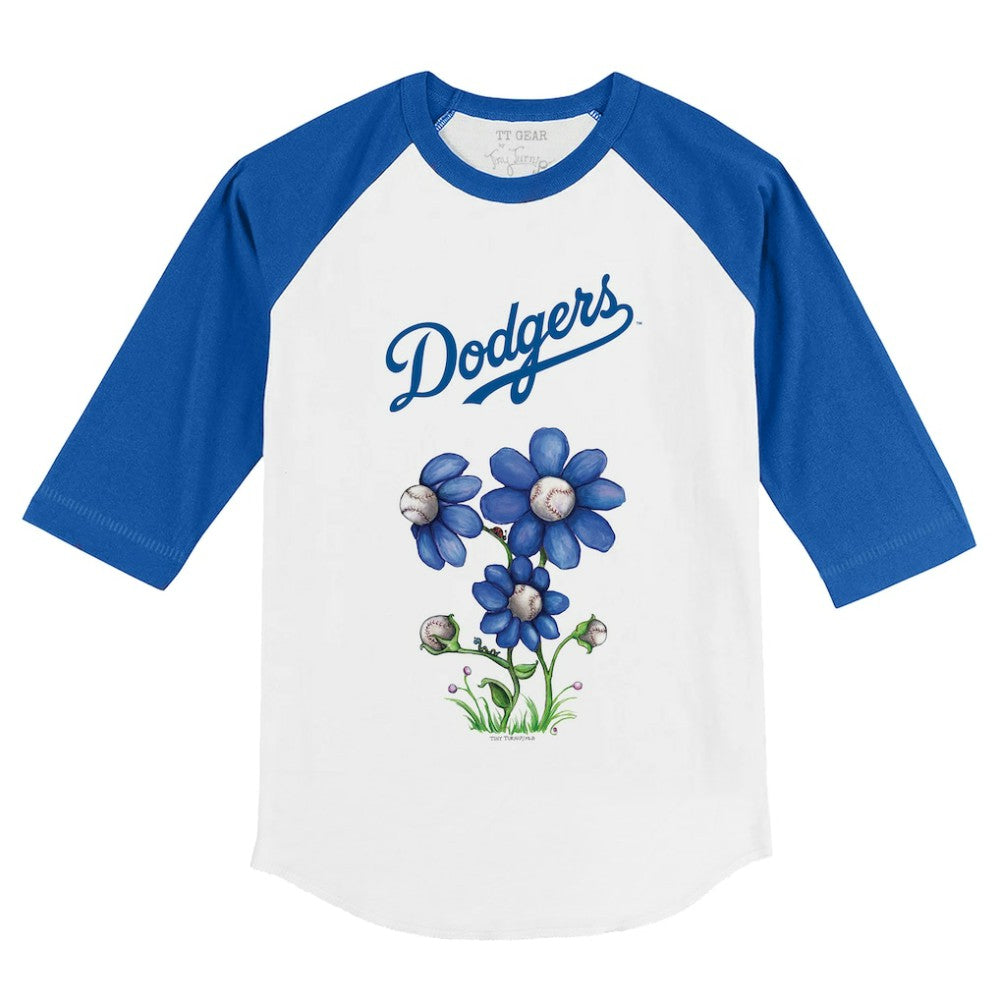 Los Angeles Dodgers Tiny Turnip Youth Blooming Baseballs 3/4-Sleeve Raglan T-Shirt Clearance