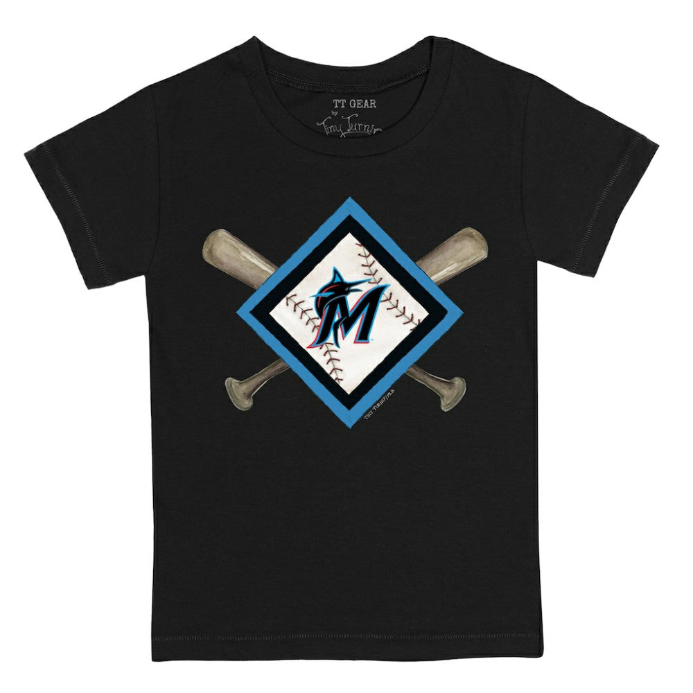 Miami Marlins Tiny Turnip Youth Diamond Cross Bats T-Shirt Sale