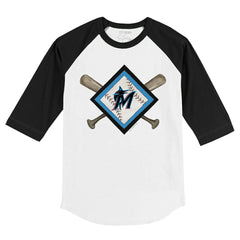 Miami Marlins Tiny Turnip Youth Diamond Cross Bats 3/4-Sleeve Raglan T-Shirt Sale