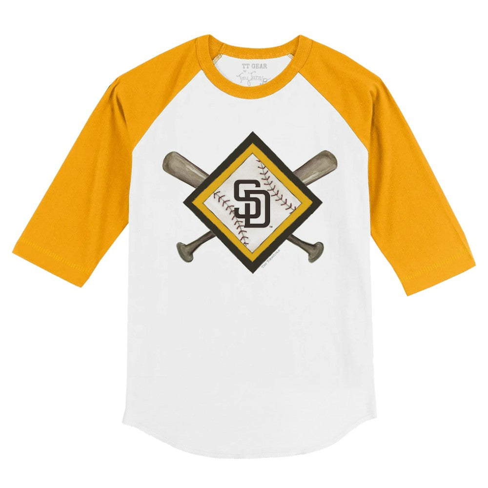 San Diego Padres Tiny Turnip Youth Diamond Cross Bats 3/4-Sleeve Raglan T-Shirt Sale