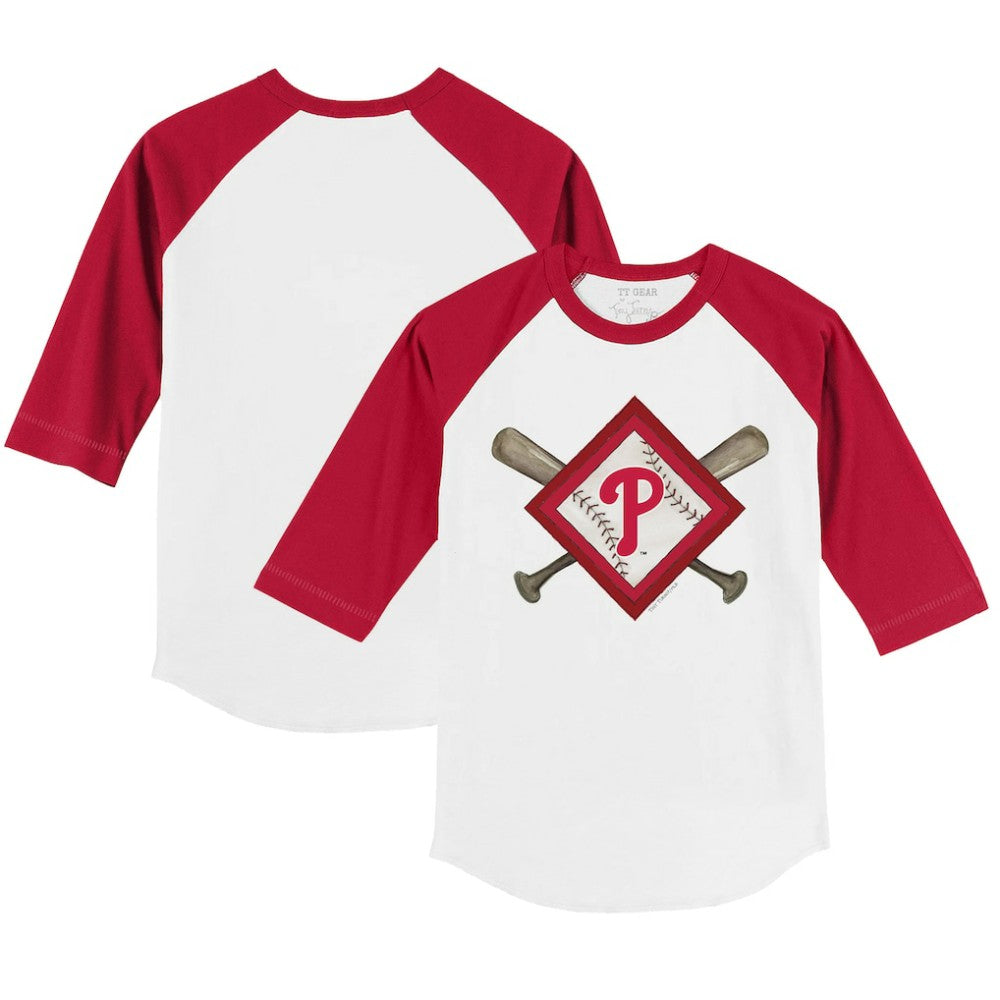 Philadelphia Phillies Tiny Turnip Youth Diamond Cross Bats 3/4-Sleeve Raglan T-Shirt Near Me