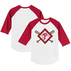 Philadelphia Phillies Tiny Turnip Youth Diamond Cross Bats 3/4-Sleeve Raglan T-Shirt Near Me