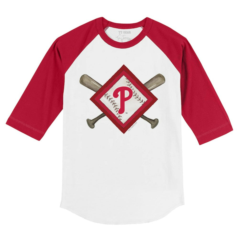 Philadelphia Phillies Tiny Turnip Youth Diamond Cross Bats 3/4-Sleeve Raglan T-Shirt Near Me