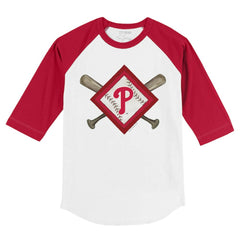 Philadelphia Phillies Tiny Turnip Youth Diamond Cross Bats 3/4-Sleeve Raglan T-Shirt Near Me