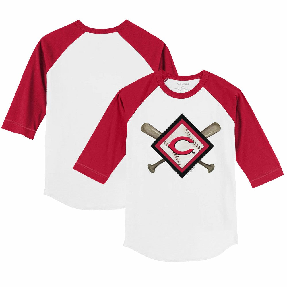Cincinnati Reds Tiny Turnip Youth Diamond Cross Bats 3/4-Sleeve Raglan T-Shirt Online