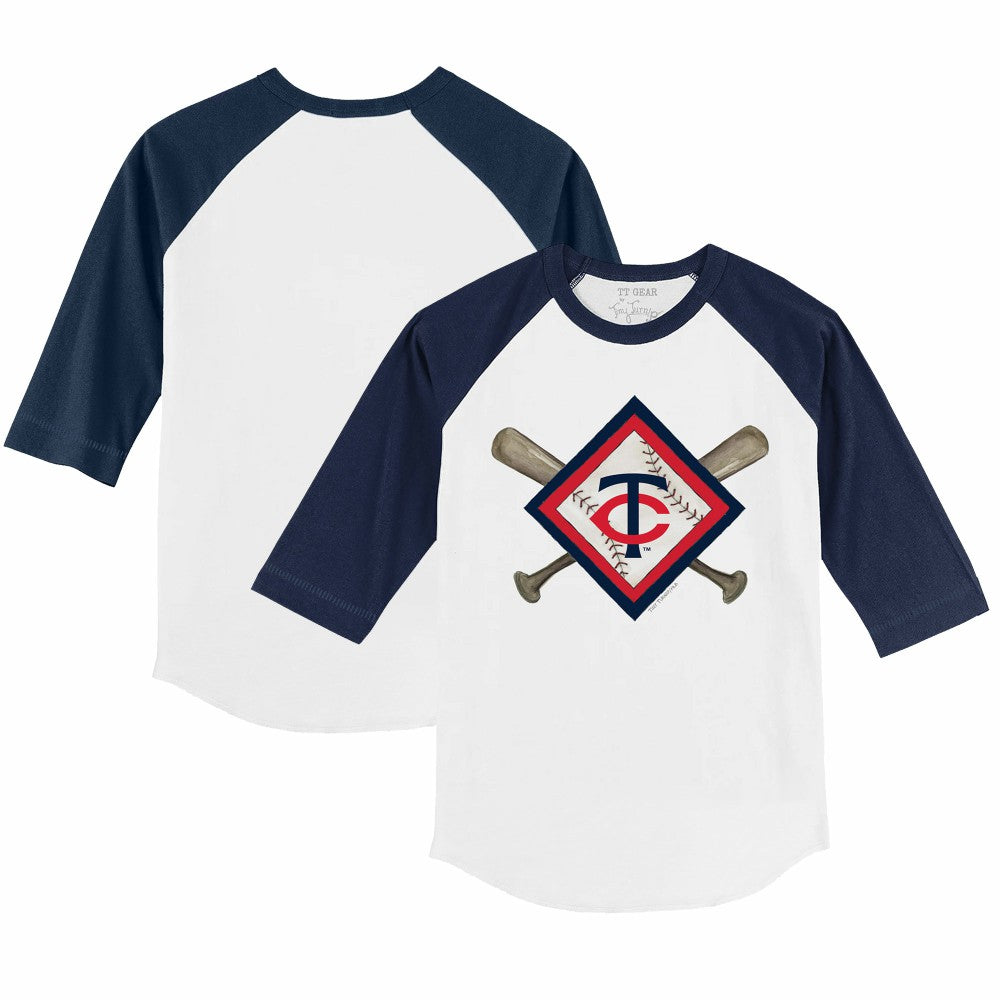 Minnesota Twins Tiny Turnip Youth Diamond Cross Bats 3/4-Sleeve Raglan T-Shirt discount