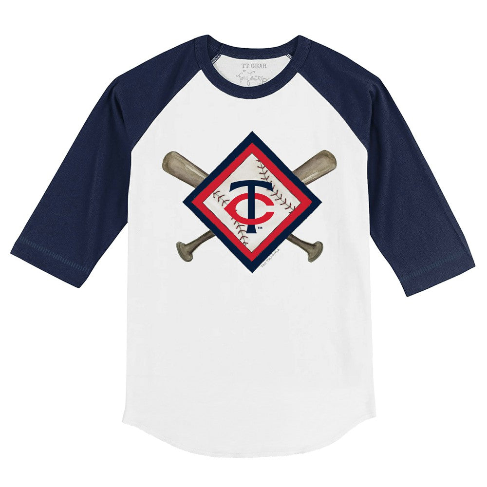 Minnesota Twins Tiny Turnip Youth Diamond Cross Bats 3/4-Sleeve Raglan T-Shirt discount