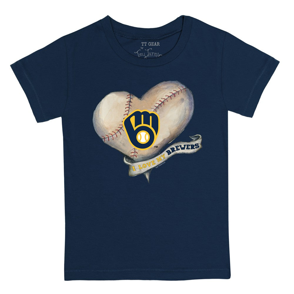 Milwaukee Brewers Tiny Turnip Youth Heart Banner T-Shirt Sale