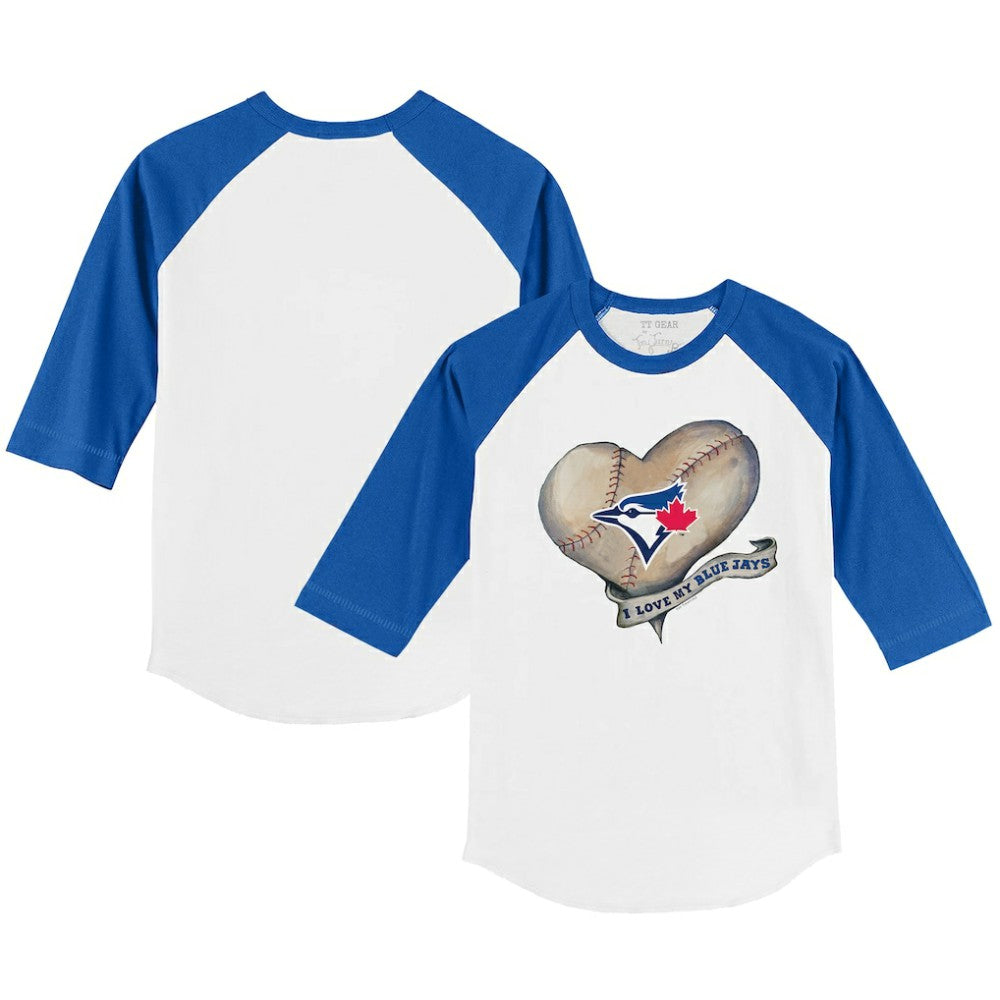 Toronto Blue Jays Tiny Turnip Youth Heart Banner 3/4-Sleeve Raglan T-Shirt for sale