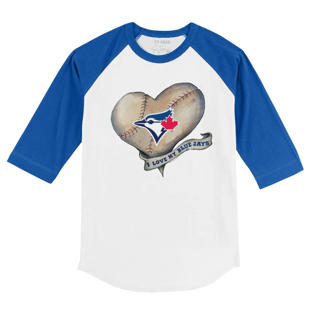 Toronto Blue Jays Tiny Turnip Youth Heart Banner 3/4-Sleeve Raglan T-Shirt for sale