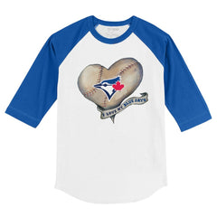 Toronto Blue Jays Tiny Turnip Youth Heart Banner 3/4-Sleeve Raglan T-Shirt for sale