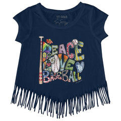Tampa Bay Rays Tiny Turnip Girls Youth Peace Love Baseball Fringe T-Shirt Lifestyle