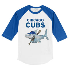 Chicago Cubs Tiny Turnip Youth Shark 3/4-Sleeve Raglan T-Shirt discount