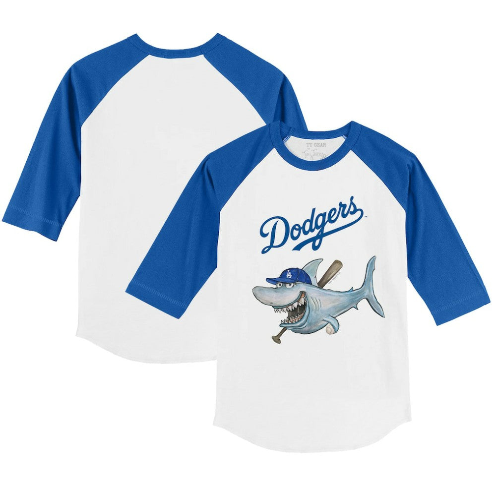 Los Angeles Dodgers Tiny Turnip Youth Shark 3/4-Sleeve Raglan T-Shirt Clearance