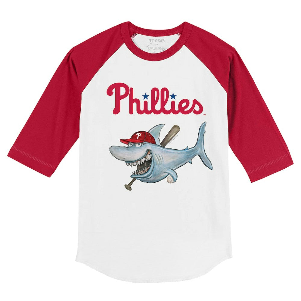 Philadelphia Phillies Tiny Turnip Youth Shark 3/4-Sleeve Raglan T-Shirt Lifestyle