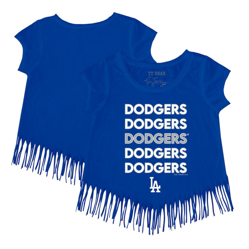 Los Angeles Dodgers Tiny Turnip Girls Youth Stacked Fringe T-Shirt Online