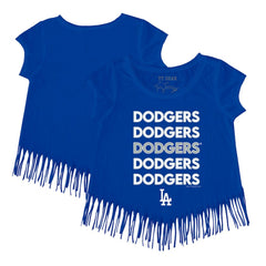 Los Angeles Dodgers Tiny Turnip Girls Youth Stacked Fringe T-Shirt Online