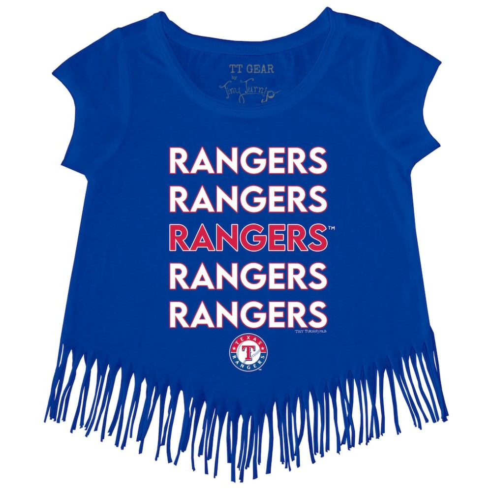 Texas Rangers Tiny Turnip Girls Youth Stacked Fringe T-Shirt Sale