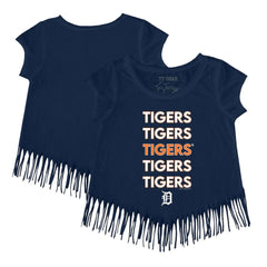 Detroit Tigers Tiny Turnip Girls Youth Stacked Fringe T-Shirt Clearance