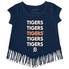 Detroit Tigers Tiny Turnip Girls Youth Stacked Fringe T-Shirt Clearance