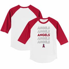 Los Angeles Angels Tiny Turnip Youth Stacked 3/4-Sleeve Raglan T-Shirt Online