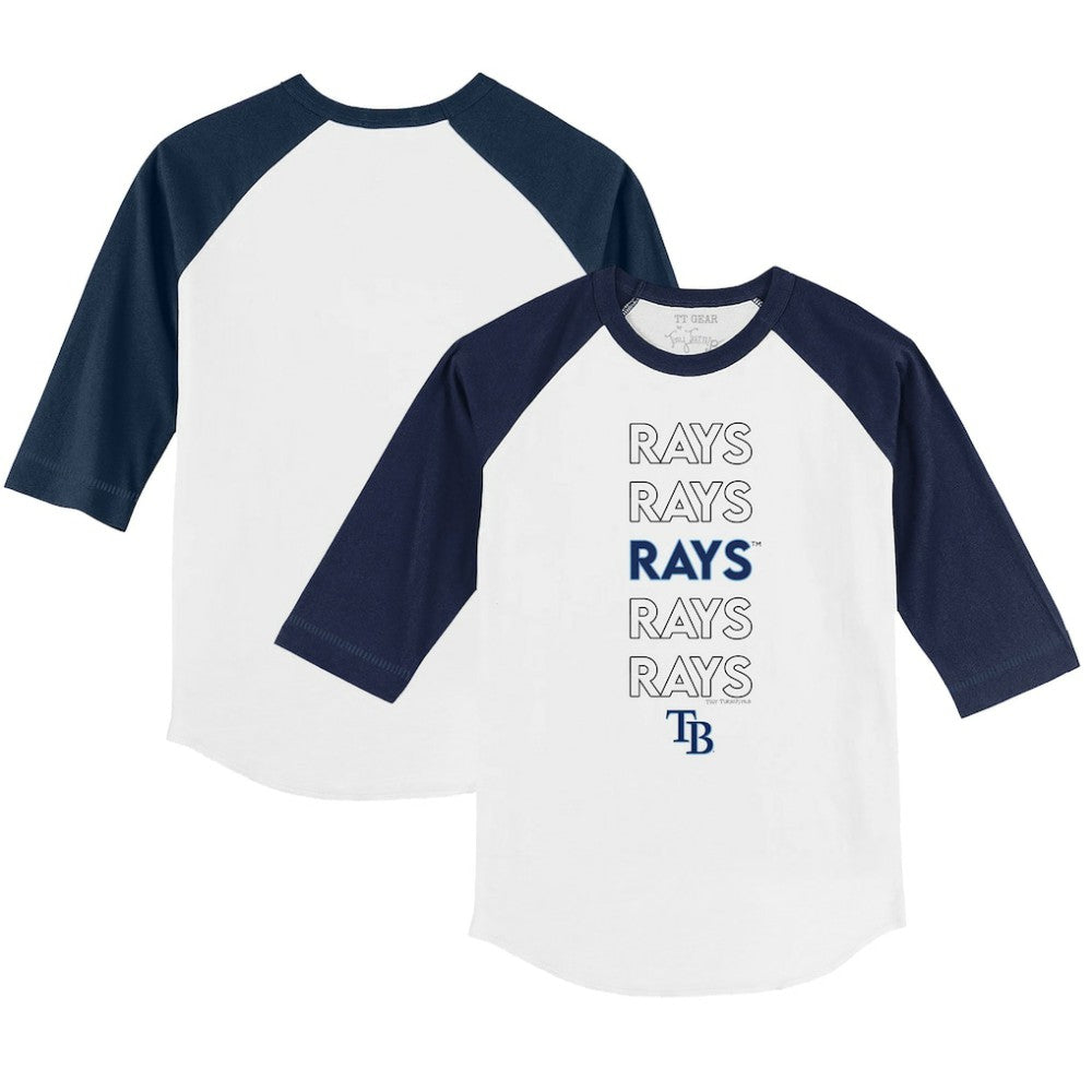 Tampa Bay Rays Tiny Turnip Youth Stacked 3/4-Sleeve Raglan T-Shirt Clearance