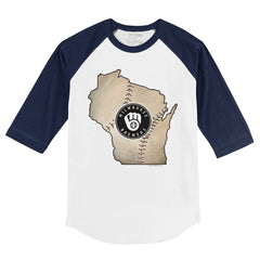 Milwaukee Brewers Tiny Turnip Youth State Outline 3/4-Sleeve Raglan T-Shirt discount