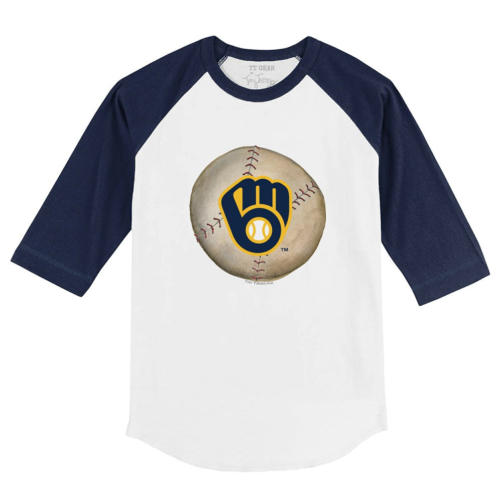 Milwaukee Brewers Tiny Turnip Youth Stitched Baseball 3/4-Sleeve Raglan T-Shirt On Sale